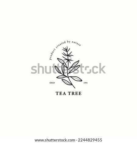 Line art tea tree illustration Royalty-Free Stock Photo #2244829455