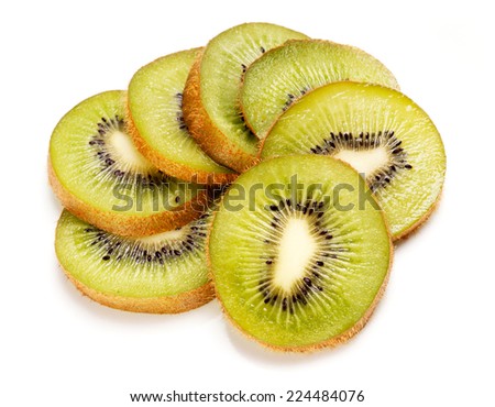 Kiwi fruit slice on white isolated background