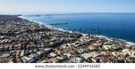 Ariel view of the City of San Clemente, CA.  View of the Pacific Ocean coastline and Pier Royalty-Free Stock Photo #2244916585