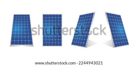 Solar panel. Solar Energy. Solar Cell 3d Isolated on White Background. Vector Illustration. Royalty-Free Stock Photo #2244943021