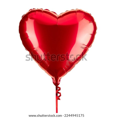 Heart Balloon. Red helium balloon.  Glossy, shiny with reflection foil balloon. Red color. Good for anniversary wedding, celebration birthday. Happy St. Valentine's day. Love symbol. Party Decoration  Royalty-Free Stock Photo #2244945175