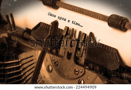 Close-up of a vintage typewriter, selective focus, once upon a time Royalty-Free Stock Photo #224494909
