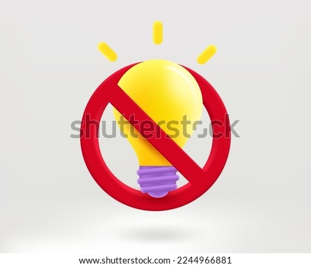 No light concept concept with electric bulb. 3d vector illustration