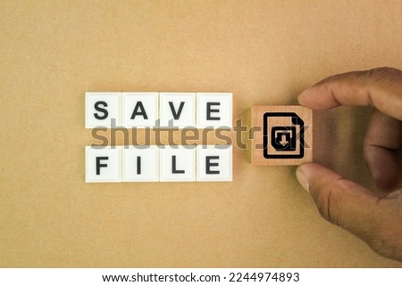 save file alphabet and its icon. the concept of file storage in the virtual world. files and folders