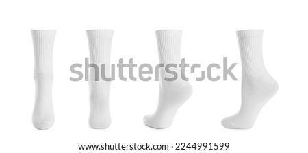 Set with socks on white background. Banner design Royalty-Free Stock Photo #2244991599