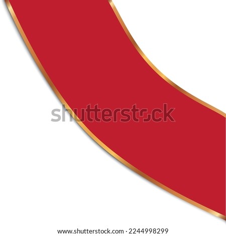 vector illustration of red corner ribbon banner with gold colored frame