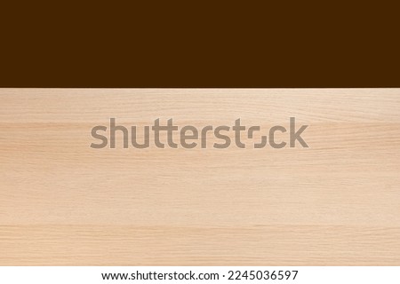 Blank Brown and wooden desk background.  Wooden surface. Light and Shadow wallpaper. Space for text. Backdrop.Studio photography. Copy space. Minimalist wallpaper.Table backdrop.Scandinavia. Timber.