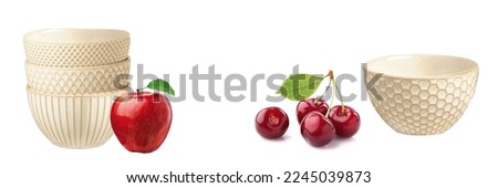 fruits,kitchen set,apple and ceramic ot,isolated,white background decoration Royalty-Free Stock Photo #2245039873