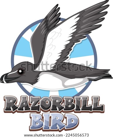 Razorbill bird logo with carton character illustration