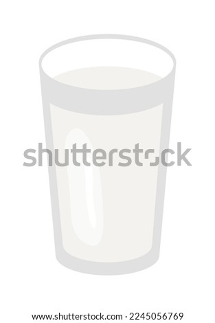 Milk or yogurt drinks in transparent glass cup. Dairy products. Vector illustration isolated design
