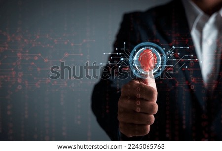 Identification failed. Fingerprint scan fails Unlawful access to personally identifiable information. Biometric digital security concept Royalty-Free Stock Photo #2245065763