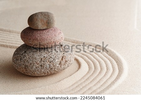 Stones on sand, japanese meditation zen garden