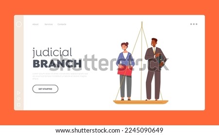Judicial Branch Landing Page Template. Male and Female Characters Stand on Scales, Discrimination In Corporation, Unjust Advantages. Inequality or Imbalance Concept. Cartoon People Vector Illustration Royalty-Free Stock Photo #2245090649