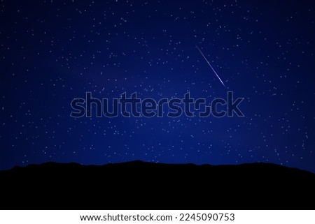 Landscape silhouette with starry skies and Milky Way.