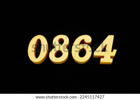 Arabic numerals made of wood, painted in gold, visible in a "3D illustration" or "3D rendering" style, placed on a black background.                              
