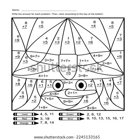 number coloring page for kids . Mathmatics game and educational game.