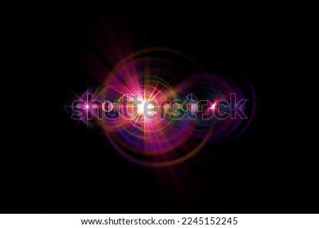 abstract lens flare effect, clip art isolated on black background. Bokeh lights. Digital illustration