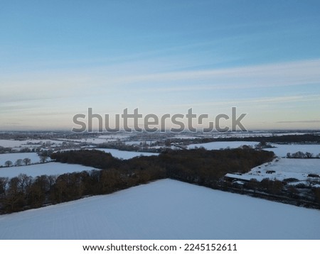 Snowy fields in the English countryside