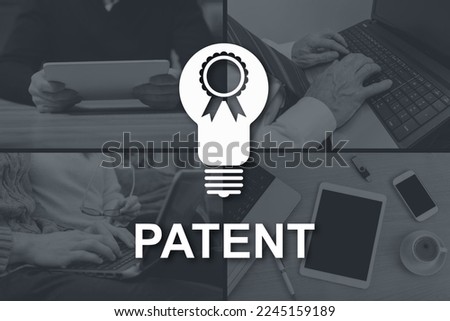 Patent concept illustrated by pictures on background