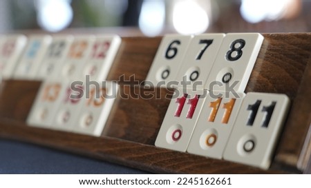 okey game pieces, stones and rummy board