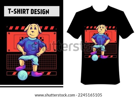vector illustration of dog playing football, modern t-shirt concept. print on t-shirts, clothing, apparel, hoodies, posters, stickers.