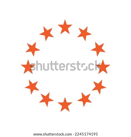 Stars in circle icon vector illustration graphic design. Orange vector icon.