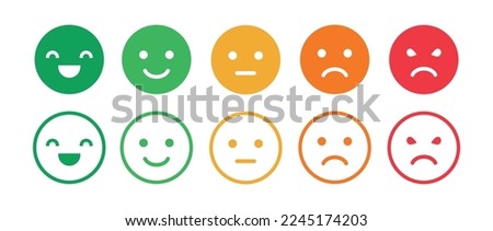Five facial expression of feedback icon. Rating satisfaction vector illustration. Vector icons. Royalty-Free Stock Photo #2245174203