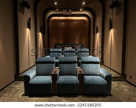 Many seats of Mini home theater room Royalty-Free Stock Photo #2245180205