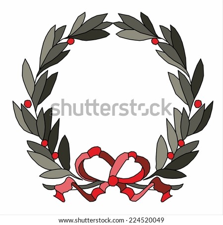 Illustration of wreath with bow