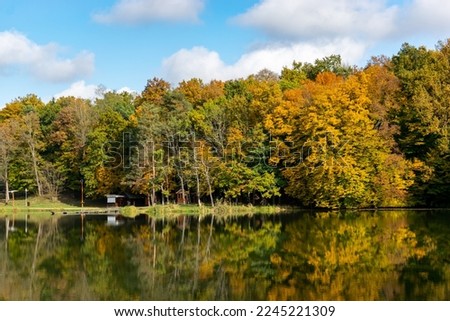 Spectacular, colorful and beatiful autumn lake in Hungary, Őrség