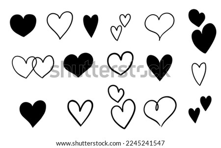 Hand drawn shape hearts collection. Vector illustration
