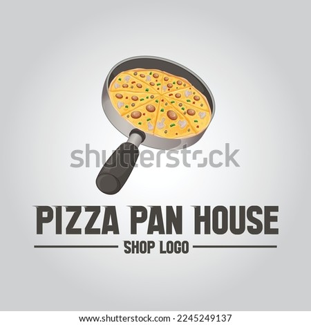 Pizza Pan Shop Logo. Pizza Shop Logo. Vector logo, symbol, icon, badge design for pizza product or pizza shop.