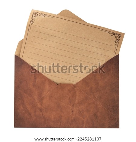 Craft envelope letter with blank sheet isolated on the white background