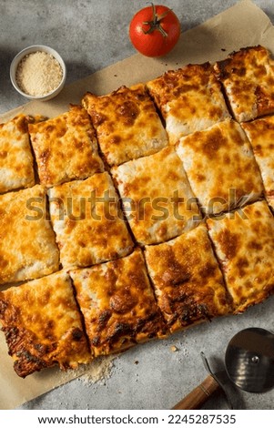 Homemade Grandma Cheese Pizza Pie with Tomato Sauce