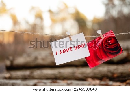 photo postcard on a string I love you