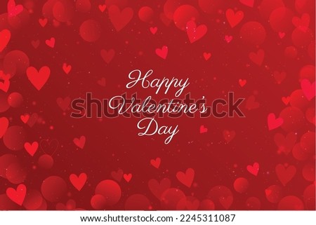 Red Valentine's day background with hearts. Bokeh Valentines day backdrop