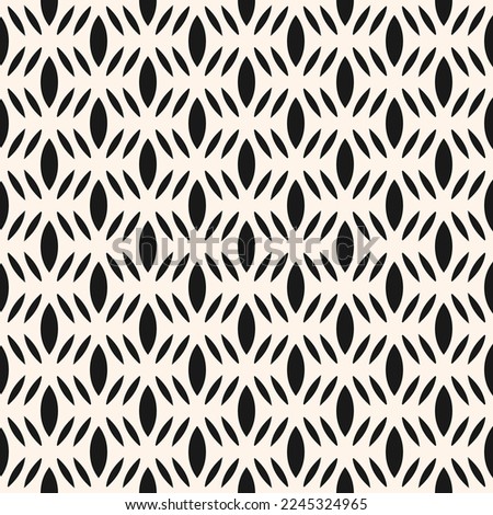 Vector monochrome seamless pattern. Simple black and white geometric texture.  Illustration of mesh, lattice, grid, tissue structure. Modern abstract background. Repeat design for print, decor, fabric Royalty-Free Stock Photo #2245324965