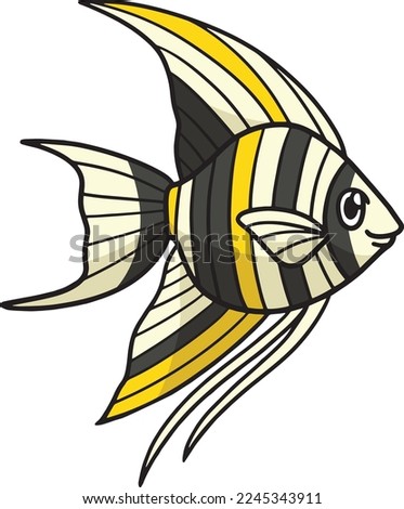 Angelfish Marine Animal Cartoon Colored Clipart