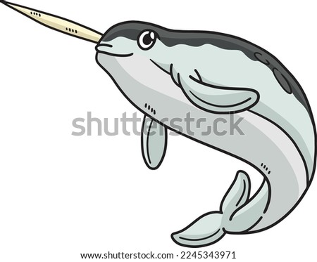 Narwhal Marine Animal Cartoon Colored Clipart
