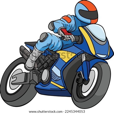Motorcycle Racing Cartoon Colored Clipart 
