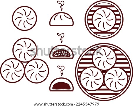 Illustration set of various Chinese buns