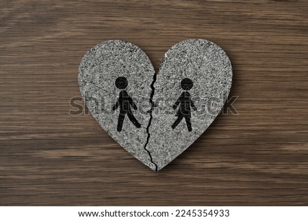 Pictograms that evoke the image of a breakup. Royalty-Free Stock Photo #2245354933