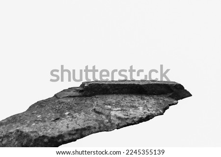 A Rock Shelf for a Product Display, Showing Detail to the Natural Ledge with Fungi Staining to the Slice of Stone. Royalty-Free Stock Photo #2245355139