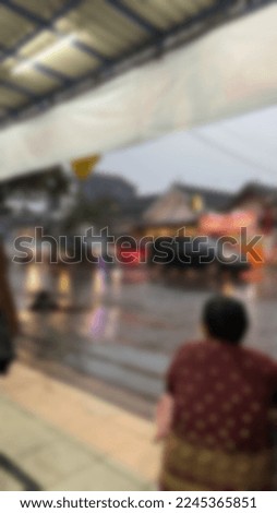 Rainy atmosphere on the side of the road with blur images
