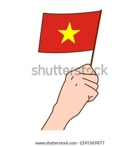 Hand Holding Vietnam National Flag Illustration. Hand Drawn Style Vector Illustration - EPS 10 Vector