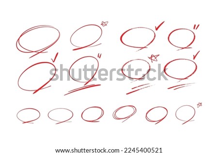 Red colored pencil circles, red hand drawn circles, Red circle highlighting Royalty-Free Stock Photo #2245400521