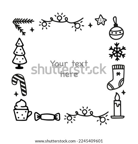 Christmas cute decoration frame of doodle elements