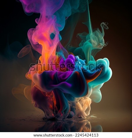 Abstract acrylic drop in water, Multicolored bright smoke abstract background colorful fog vibrant colors wallpaper swirl mix Royalty-Free Stock Photo #2245424113