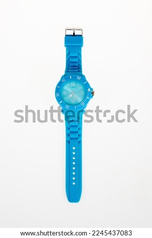 watch art design plastic fashion metal blue men clock hand time timer elegance on white background