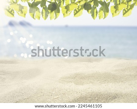 Picture style dream. About the beach and at the top of the picture are the leaves. Sea waves and sunshine. beautiful bokeh blur